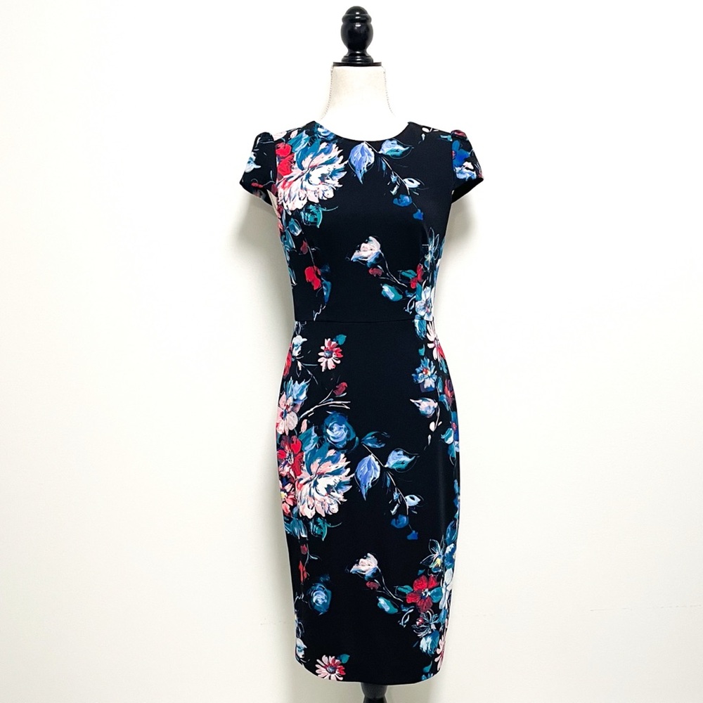 Black Floral Sheath Dress - Elegant Women's Dress